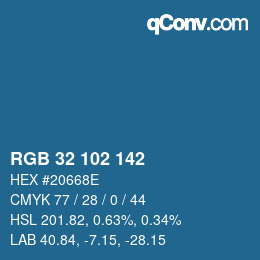 Color code: RGB 32 102 142 | qconv.com