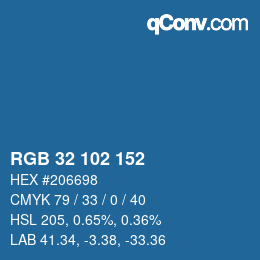 颜色代码: RGB 32 102 152 | qconv.com