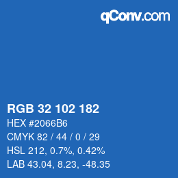 カラーコード: RGB 32 102 182 | qconv.com
