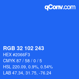 Color code: RGB 32 102 243 | qconv.com