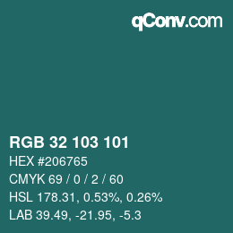 Color code: RGB 32 103 101 | qconv.com