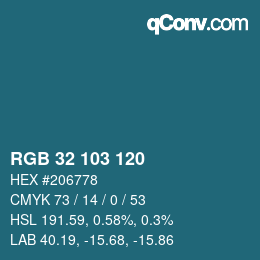 カラーコード: RGB 32 103 120 | qconv.com