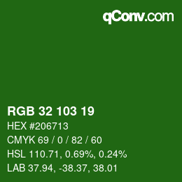 Color code: RGB 32 103 19 | qconv.com