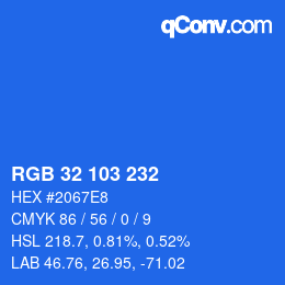 Color code: RGB 32 103 232 | qconv.com