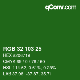 Color code: RGB 32 103 25 | qconv.com