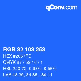 Color code: RGB 32 103 253 | qconv.com