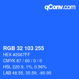 颜色代码: RGB 32 103 255 | qconv.com