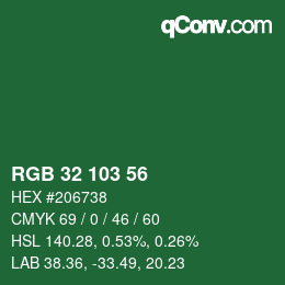 Color code: RGB 32 103 56 | qconv.com