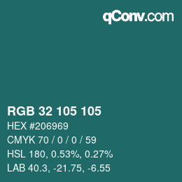Color code: RGB 32 105 105 | qconv.com