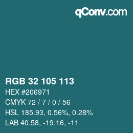 Color code: RGB 32 105 113 | qconv.com