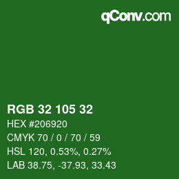 Color code: RGB 32 105 32 | qconv.com