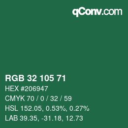 カラーコード: RGB 32 105 71 | qconv.com