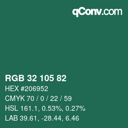 Farbcode: RGB 32 105 82 | qconv.com