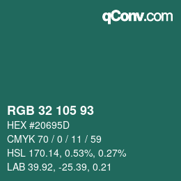 Color code: RGB 32 105 93 | qconv.com