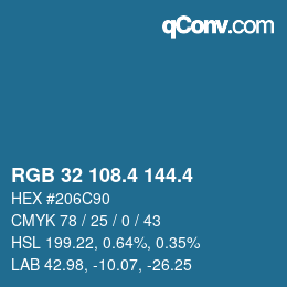 カラーコード: RGB 32 108.4 144.4 | qconv.com