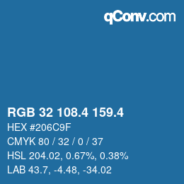 カラーコード: RGB 32 108.4 159.4 | qconv.com