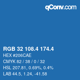 カラーコード: RGB 32 108.4 174.4 | qconv.com