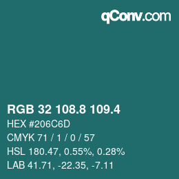 カラーコード: RGB 32 108.8 109.4 | qconv.com