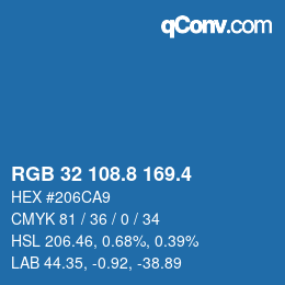 カラーコード: RGB 32 108.8 169.4 | qconv.com