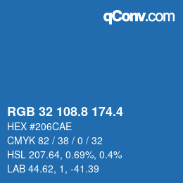 カラーコード: RGB 32 108.8 174.4 | qconv.com