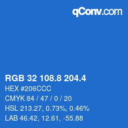 カラーコード: RGB 32 108.8 204.4 | qconv.com