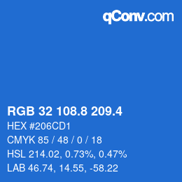 カラーコード: RGB 32 108.8 209.4 | qconv.com