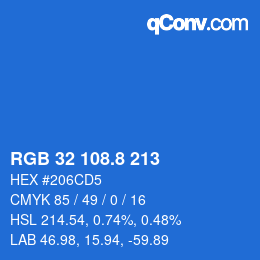 カラーコード: RGB 32 108.8 213 | qconv.com