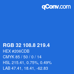 カラーコード: RGB 32 108.8 219.4 | qconv.com