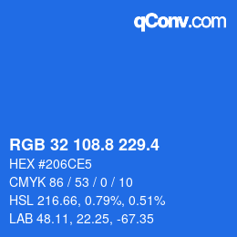カラーコード: RGB 32 108.8 229.4 | qconv.com