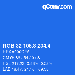 カラーコード: RGB 32 108.8 234.4 | qconv.com