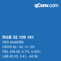 Color code: RGB 32 109 181 | qconv.com