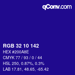 Color code: RGB 32 10 142 | qconv.com