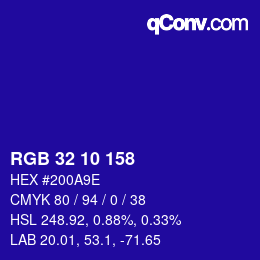 カラーコード: RGB 32 10 158 | qconv.com