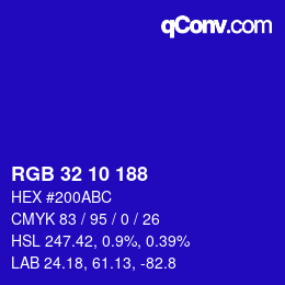 Color code: RGB 32 10 188 | qconv.com