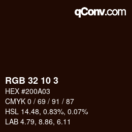 颜色代码: RGB 32 10 3 | qconv.com