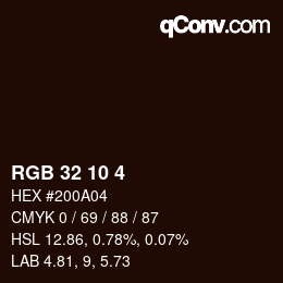 颜色代码: RGB 32 10 4 | qconv.com