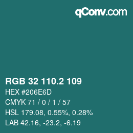 カラーコード: RGB 32 110.2 109 | qconv.com