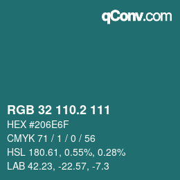 カラーコード: RGB 32 110.2 111 | qconv.com
