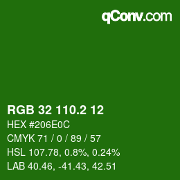カラーコード: RGB 32 110.2 12 | qconv.com