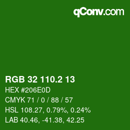 カラーコード: RGB 32 110.2 13 | qconv.com