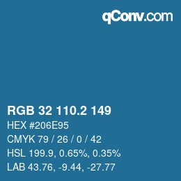 カラーコード: RGB 32 110.2 149 | qconv.com