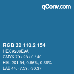 カラーコード: RGB 32 110.2 154 | qconv.com