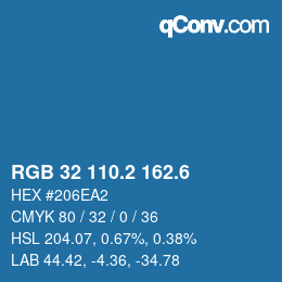 カラーコード: RGB 32 110.2 162.6 | qconv.com