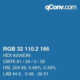カラーコード: RGB 32 110.2 166 | qconv.com