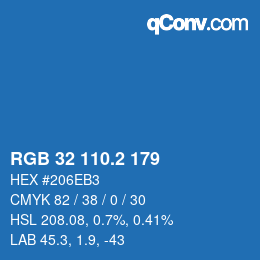 カラーコード: RGB 32 110.2 179 | qconv.com