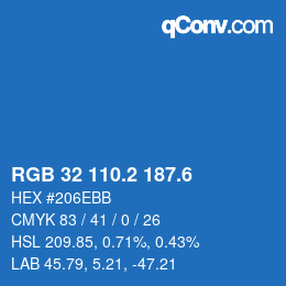 カラーコード: RGB 32 110.2 187.6 | qconv.com