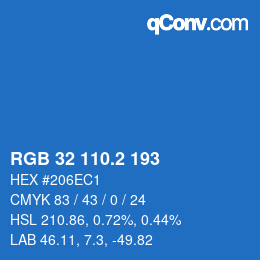 カラーコード: RGB 32 110.2 193 | qconv.com