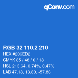 カラーコード: RGB 32 110.2 210 | qconv.com