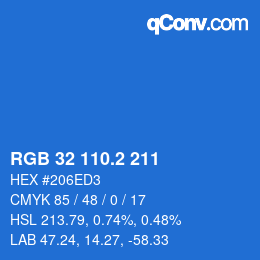カラーコード: RGB 32 110.2 211 | qconv.com