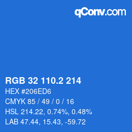 カラーコード: RGB 32 110.2 214 | qconv.com